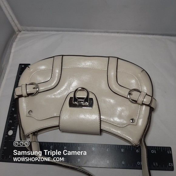 Hobo Shoulder Bag Leather Egg Shell Salvatore Apt 9 Chrome Hand Shoulder Fashion - Picture 8 of 13